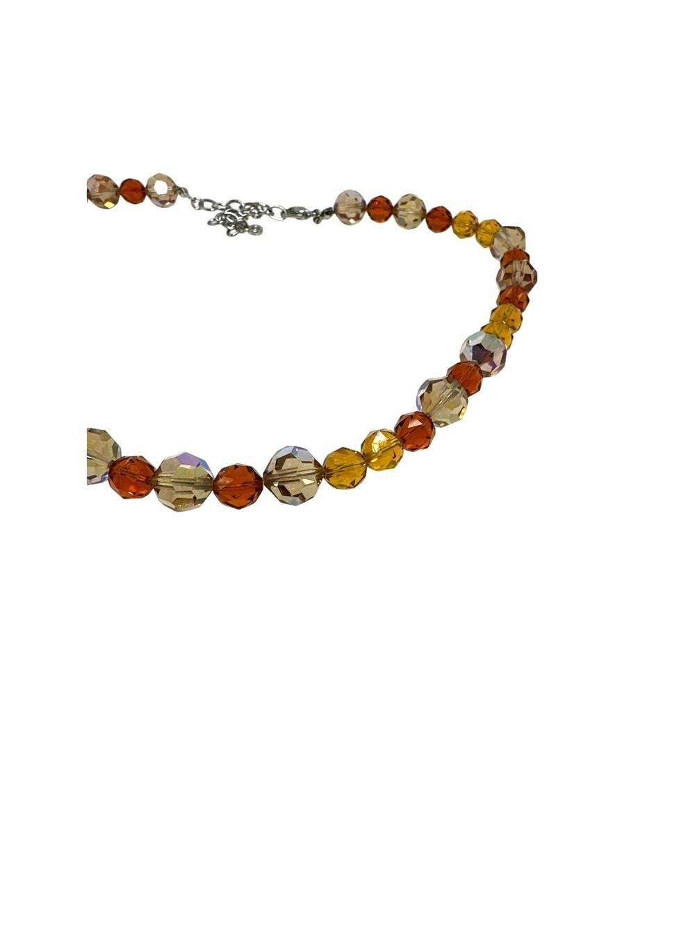 SWAROVSKI necklace faceted crystals beads 15”-18” Long Gold Orange Light Brown - Picture 3 of 7